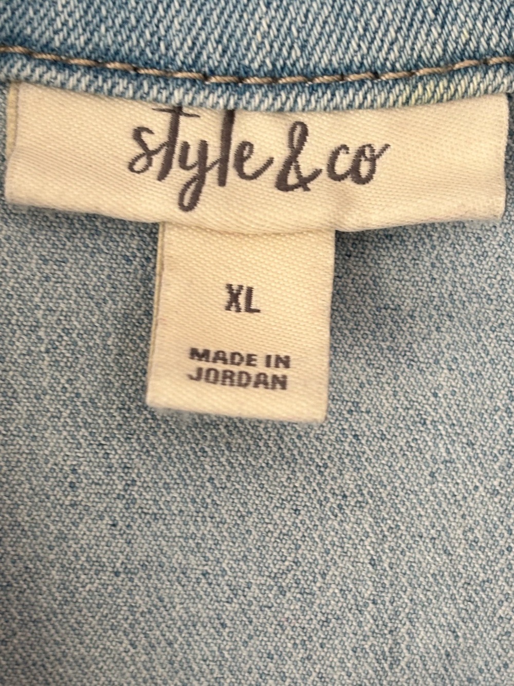 Style & Co XL Upcycled Light Wash Denim Jacket Americana Floral Truck Appliqué - Picture 3 of 11
